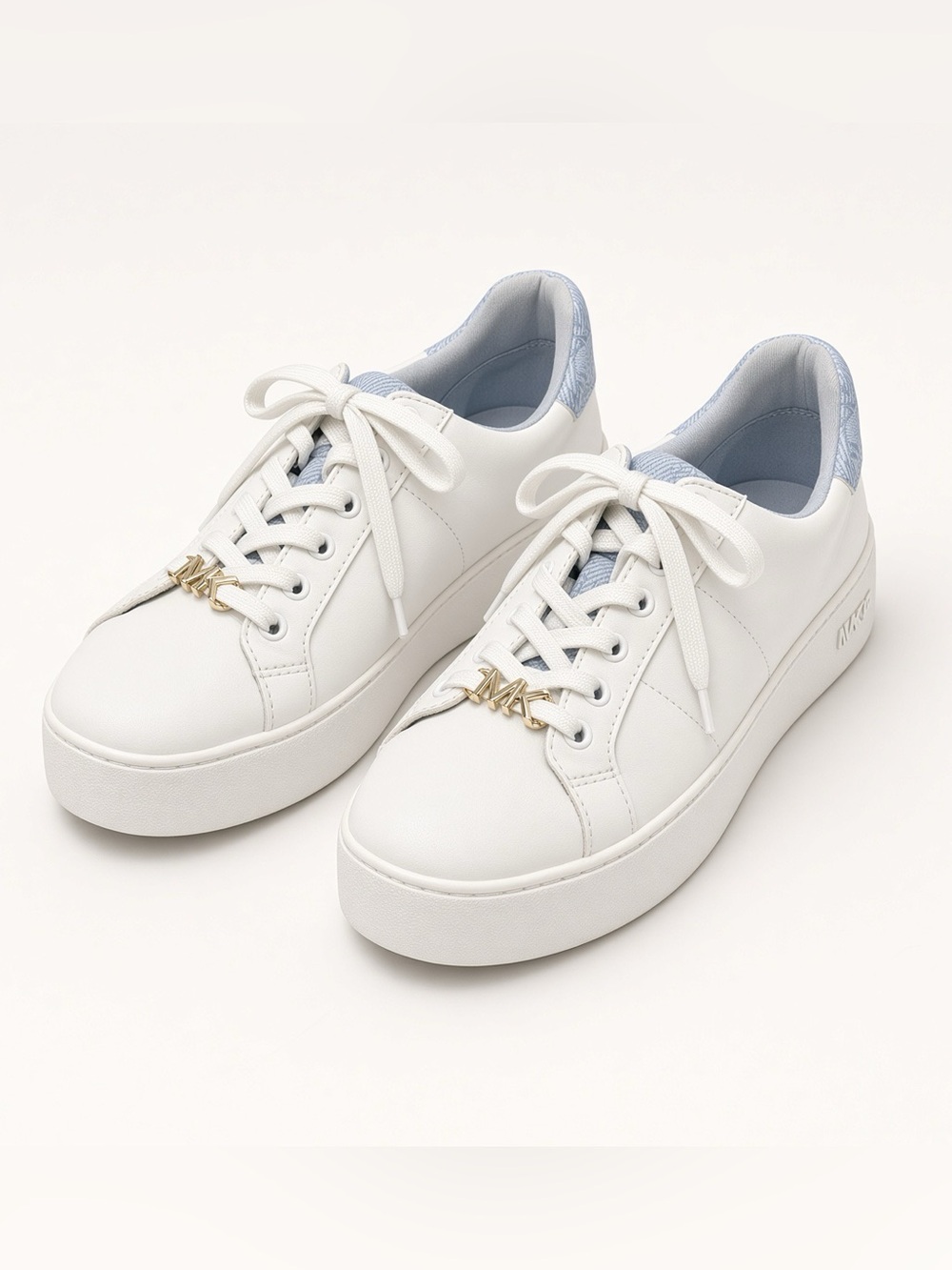 Michael Kors White Platform Sneakers with Gold MK Accent